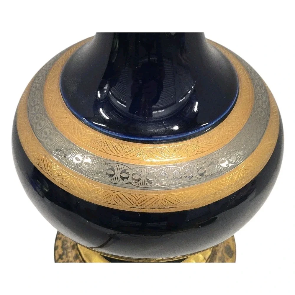 Marbro Original Italian‎ Porcelain Table Lamp Cobalt Blue 1960s Empire RARE